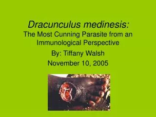 Dracunculus medinesis: The Most Cunning Parasite from an Immunological Perspective
