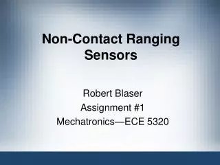 Non-Contact Ranging Sensors