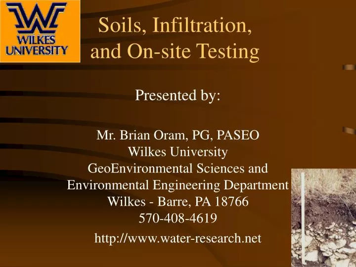 soils infiltration and on site testing