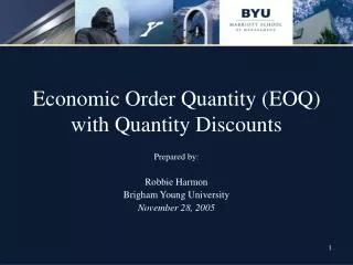 Economic Order Quantity (EOQ) with Quantity Discounts
