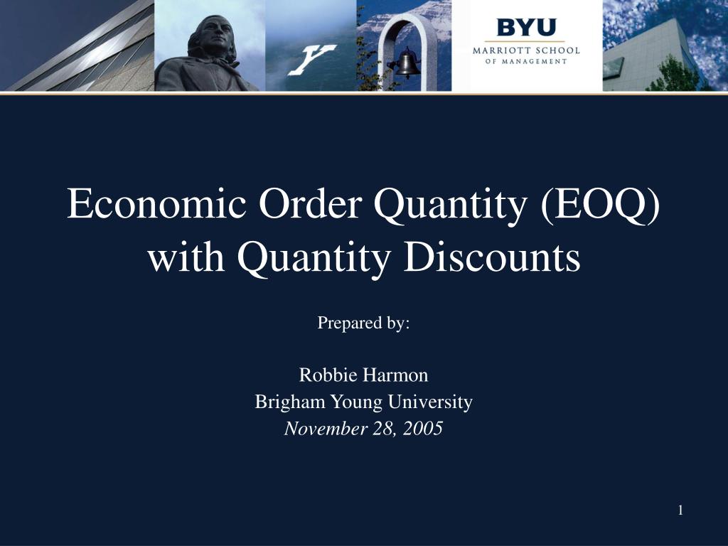 PPT - Economic Order Quantity (EOQ) with Quantity Discounts PowerPoint ...