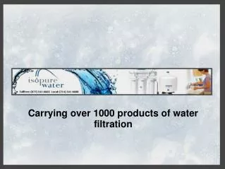 Isopure Water - Largest Water Filtration Equipment Suppliers