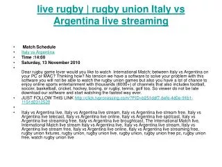 live live rugby | rugby union Italy vs Argentina live stream