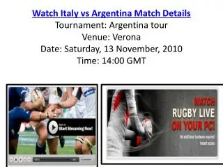 Watch Italy vs Argentina Rugby match of Argentina tour live
