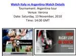 Watch Italy vs Argentina Rugby match of Argentina tour live
