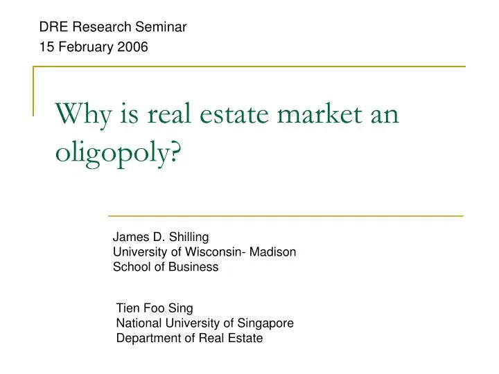 why is real estate market an oligopoly