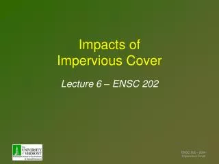 Impacts of Impervious Cover