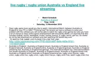 live rugby | rugby union Australia vs England live streaming