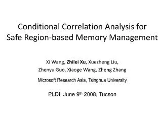 Conditional Correlation Analysis for Safe Region-based Memory Management