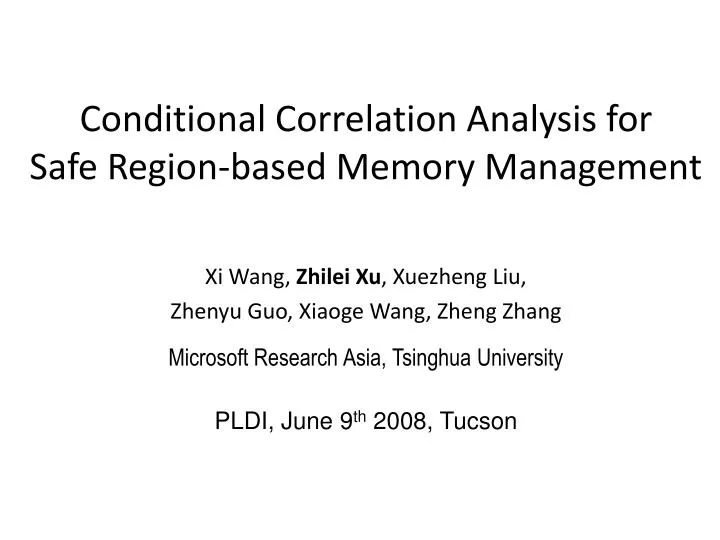 conditional correlation analysis for safe region based memory management