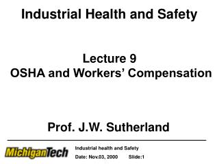 Industrial Health and Safety