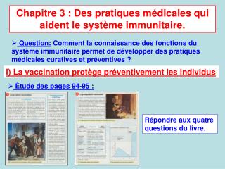 Chapitre 3 : Des pratiques médicales qui aident le système immunitaire.