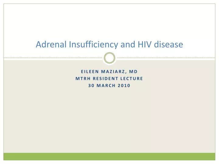 adrenal insufficiency and hiv disease