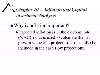 Chapter 10 -- Inflation and Capital Investment Analysis