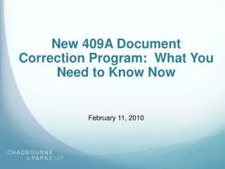 New 409A Document Correction Program: What You Need to Know Now