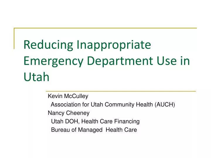 reducing inappropriate emergency department use in utah