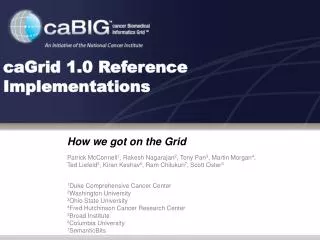 caGrid 1.0 Reference Implementations