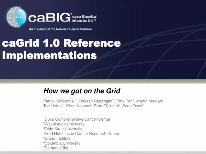 cagrid 1 0 reference implementations