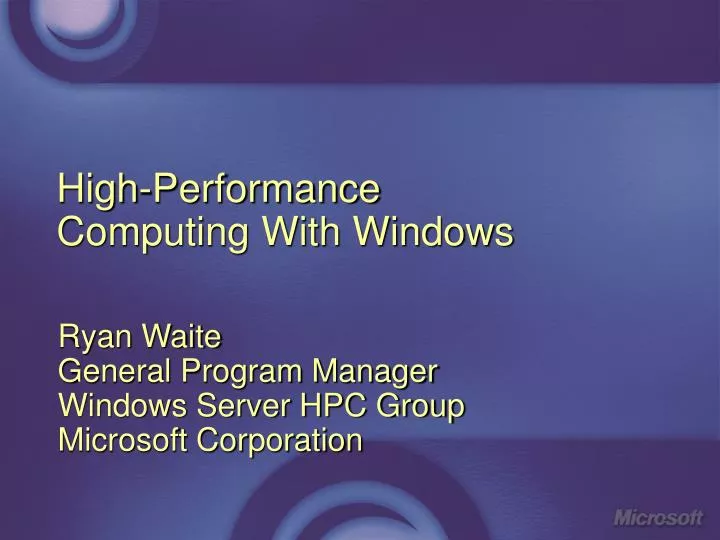 high performance computing with windows