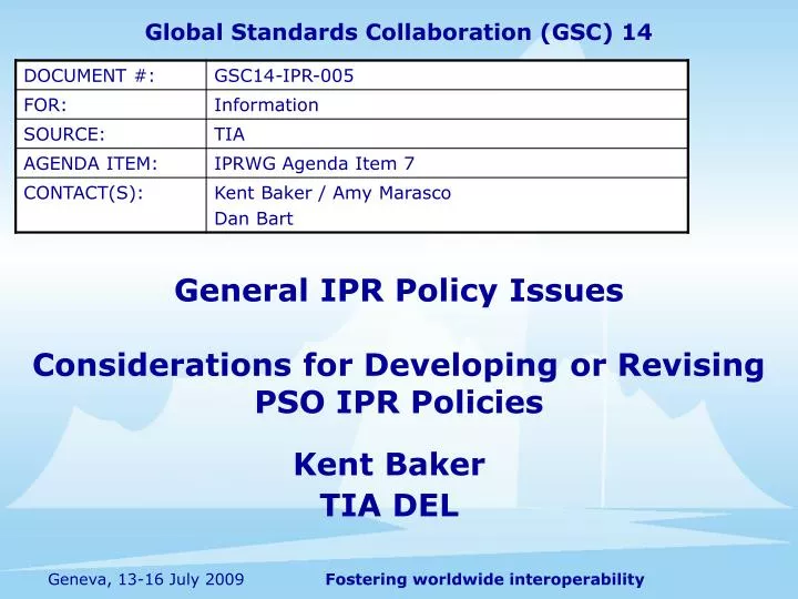 general ipr policy issues considerations for developing or revising pso ipr policies