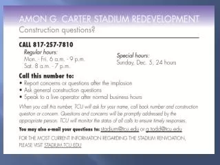 Amon Carter Stadium Redevelopment Project November 30 Neighborhood Meeting