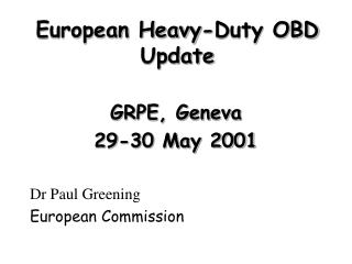 European Heavy-Duty OBD Update