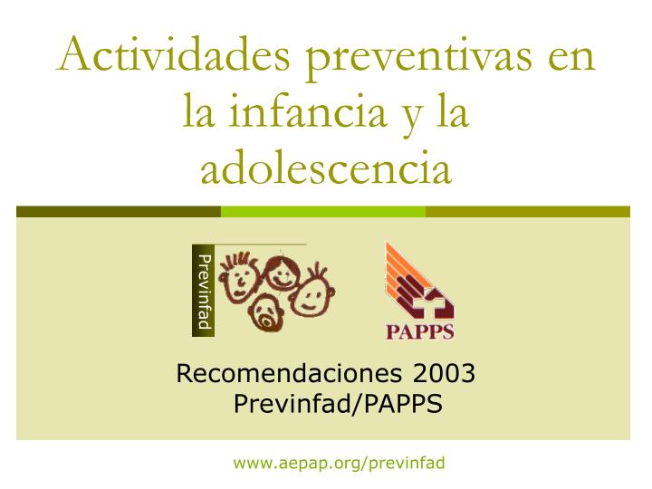 actividades preventivas en la infancia y la adolescencia
