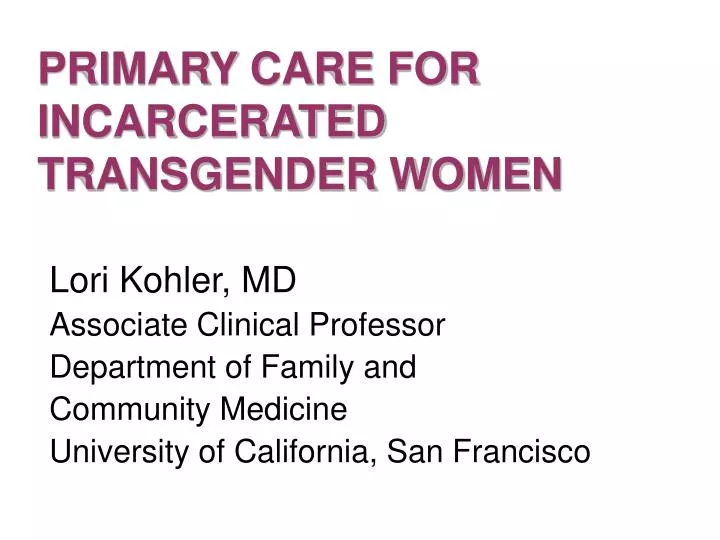 primary care for incarcerated transgender women