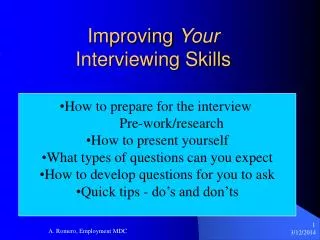 Improving Your Interviewing Skills