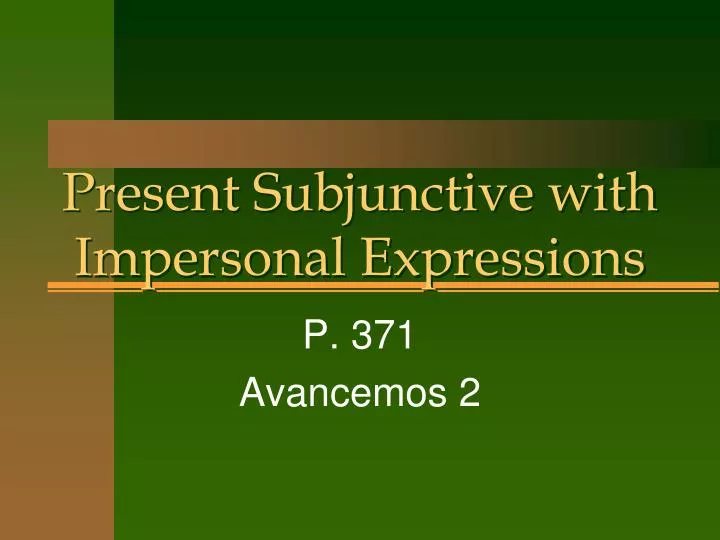 present subjunctive with impersonal expressions