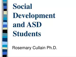 Social Development and ASD Students