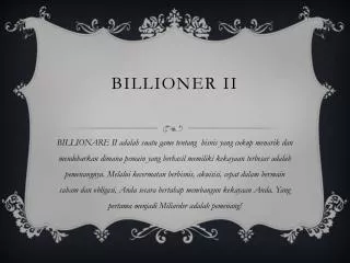 ULASAN GAME BILLIONARE II
