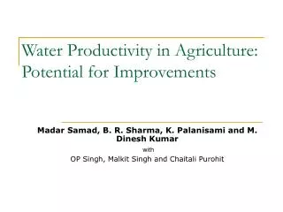 Water Productivity in Agriculture: Potential for Improvements
