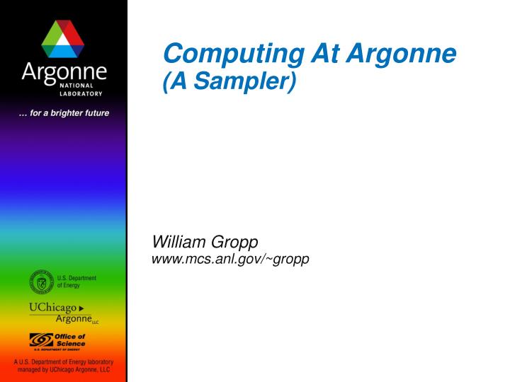 computing at argonne a sampler