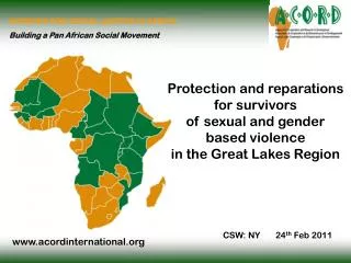 Protection and reparations for survivors of sexual and gender based violence in the Great Lakes Region