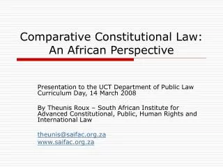 Comparative Constitutional Law: An African Perspective