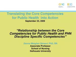 translating the core competencies for public health into action september 23 2009