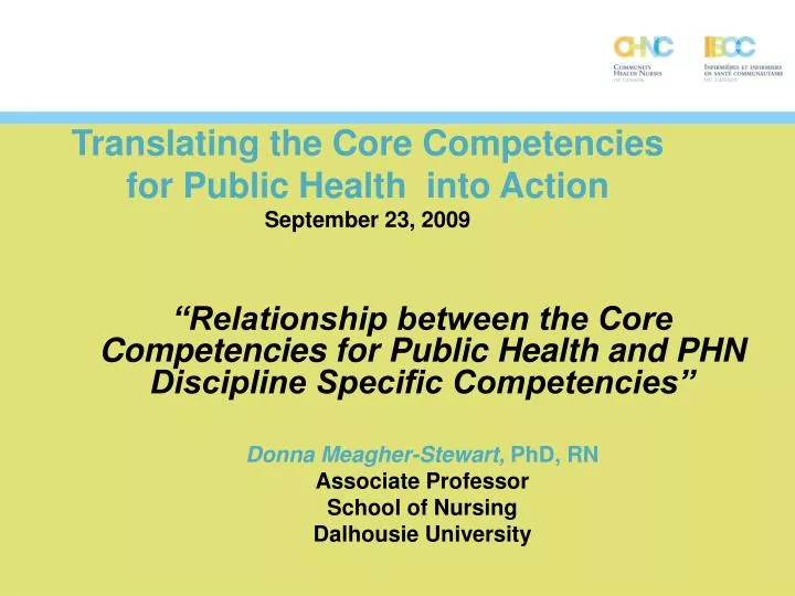 translating the core competencies for public health into action september 23 2009