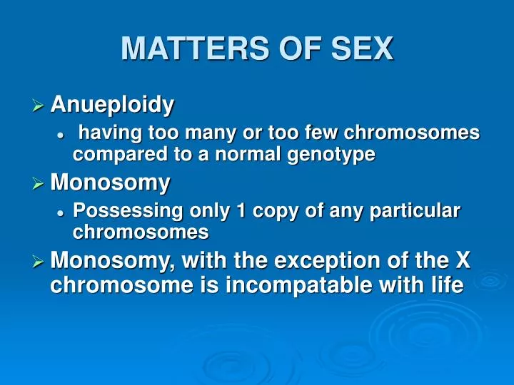 matters of sex