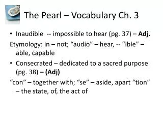 The Pearl – Vocabulary Ch. 3