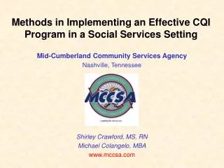 Methods in Implementing an Effective CQI Program in a Social Services Setting