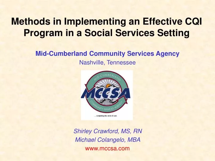 methods in implementing an effective cqi program in a social services setting
