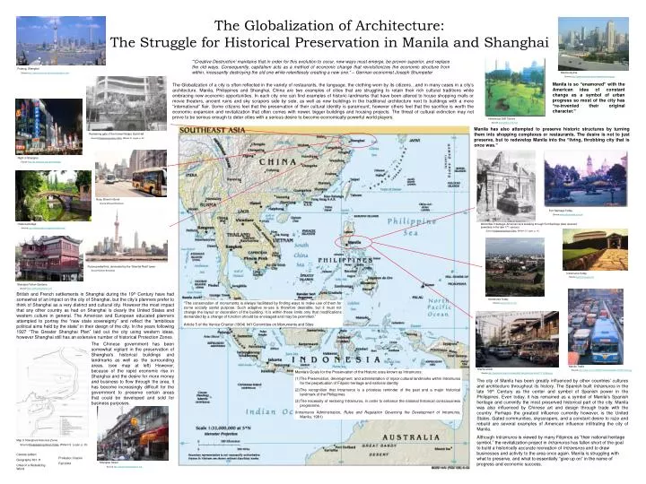 the globalization of architecture the struggle for historical preservation in manila and shanghai