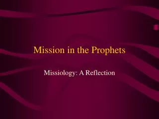 Mission in the Prophets