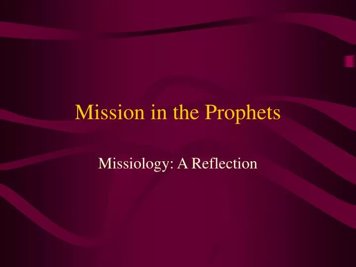mission in the prophets