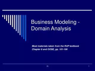 Business Modeling - Domain Analysis