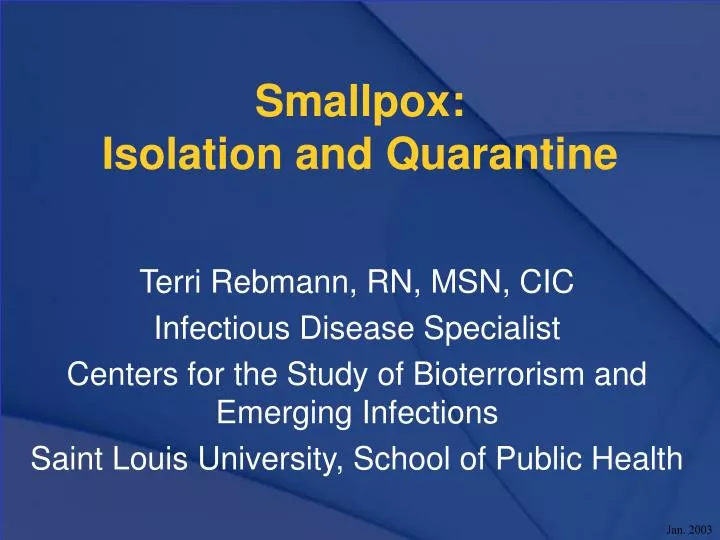smallpox isolation and quarantine