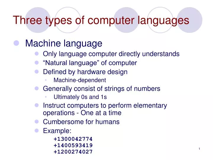 three types of computer languages