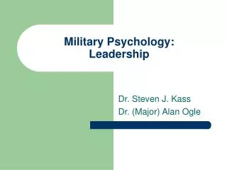 Military Psychology: Leadership