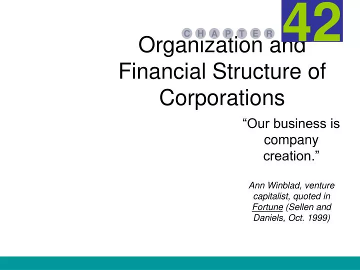 organization and financial structure of corporations